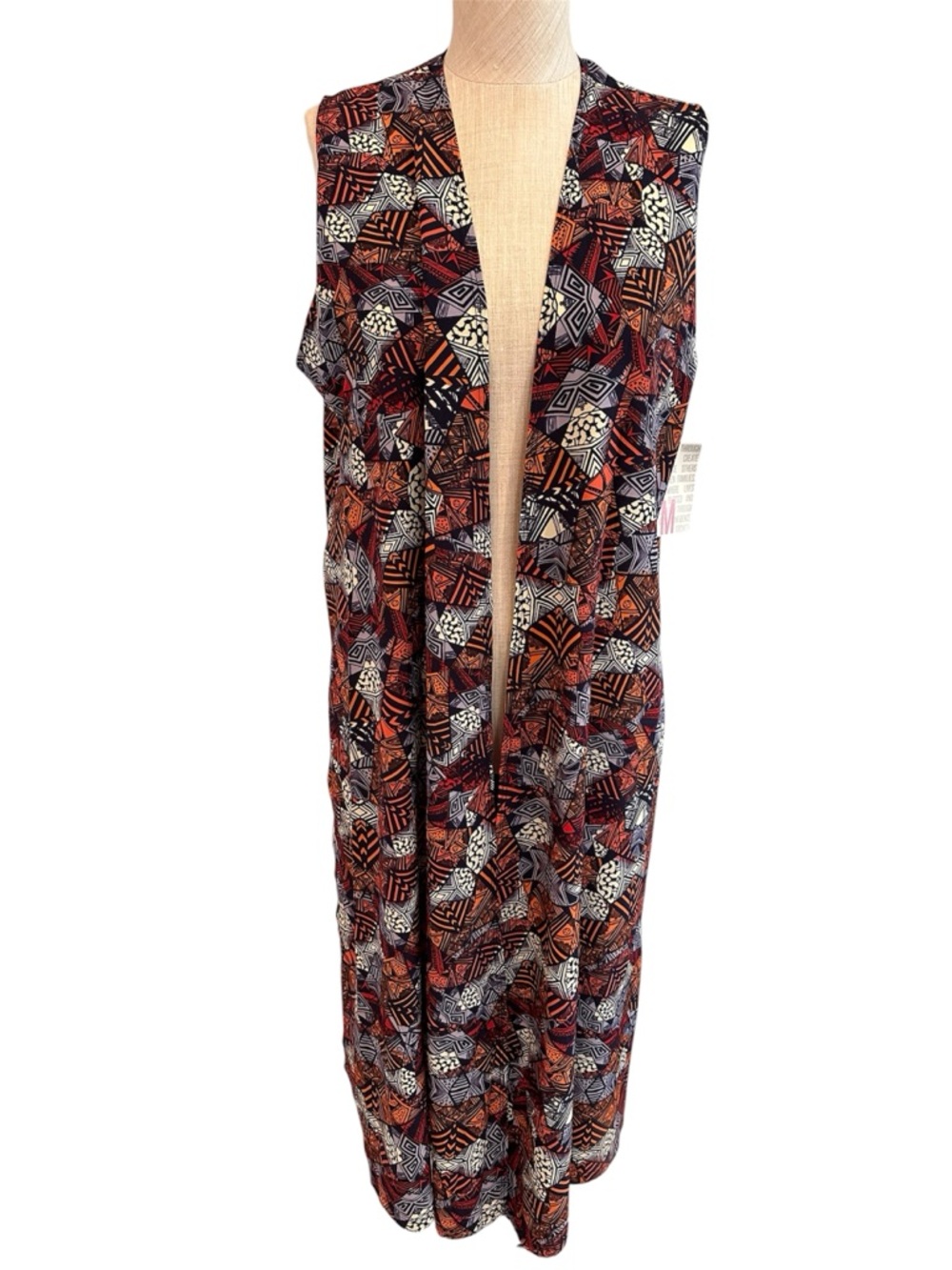 LuLaRoe Joy Duster Vest Size Medium Geometric Print NWT
